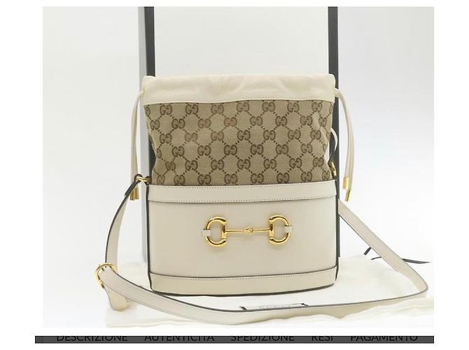 Marmont Borsa a mano Gucci 1955 Horsebit Bianca e Beige in Pelle Bianco - vista 12