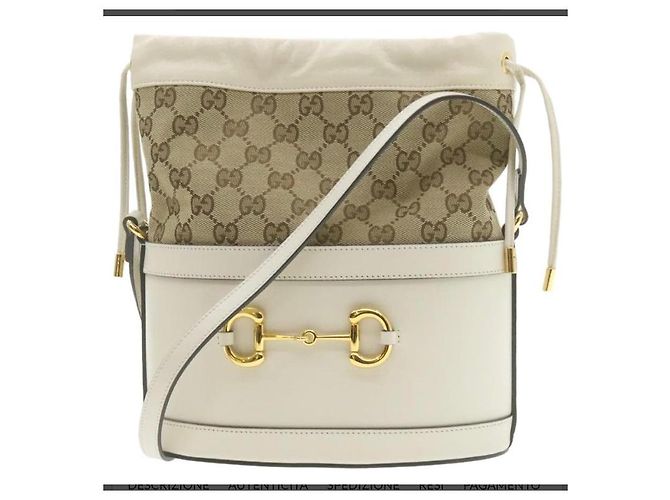 Marmont Borsa a mano Gucci 1955 Horsebit Bianca e Beige in Pelle Bianco - vista 2