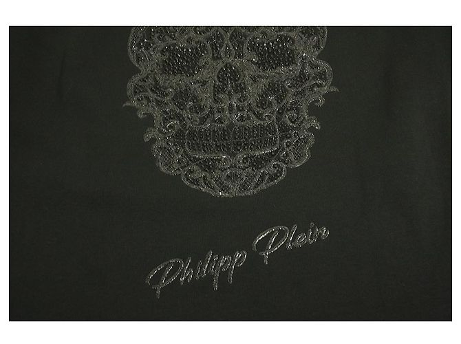 Philipp Plein Schwarze transparente Spitzenfront mit Strass Totenkopf-Logo Top-Bluse Größe S - Ansicht 5
