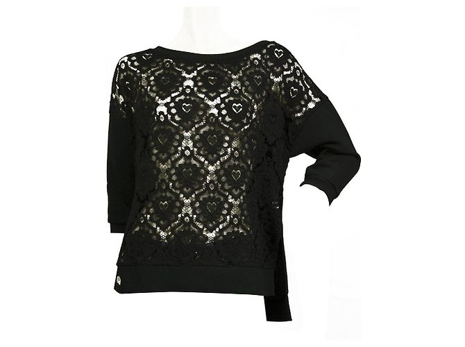 Philipp Plein Schwarze transparente Spitzenfront mit Strass Totenkopf-Logo Top-Bluse Größe S - Ansicht 6