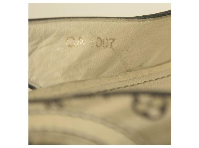 Louis Vuitton White Mini Lin Monogram Canvas Décolleté con tacco a zeppa 37 Multicolore - vista 8