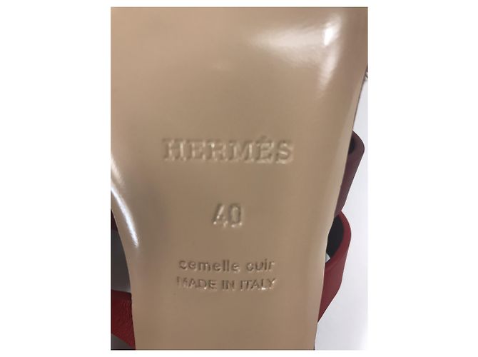 Hermès Sandali "Amica" T 40 Neuves Rosso - vista 7