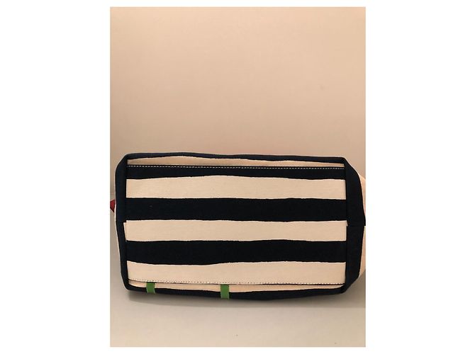 Borsa a mano Moschino Cheap And Chic Tela Beige Blu e Pelle Rossa Multicolore - vista 3
