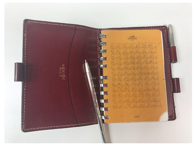 Hermès HERMES: "Vision Mini" Tagebuch + Silver Serling Pen 925 Bordeaux - Ansicht 2