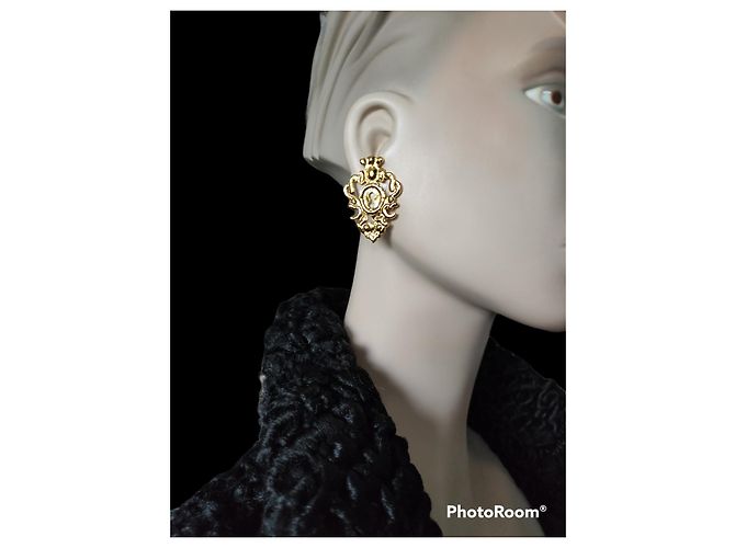 Orecchini Rochas in stile barocco dorati D'oro - vista 7