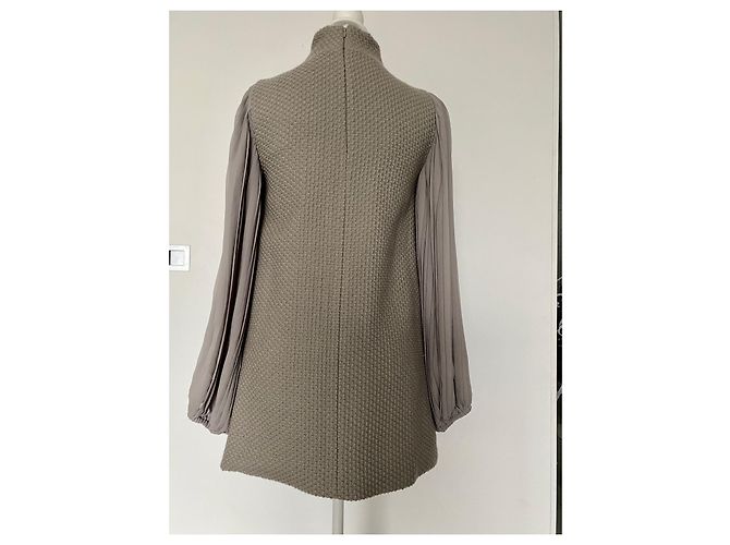 Vestido Manoush de lana gris con mangas abullonadas - vista 2