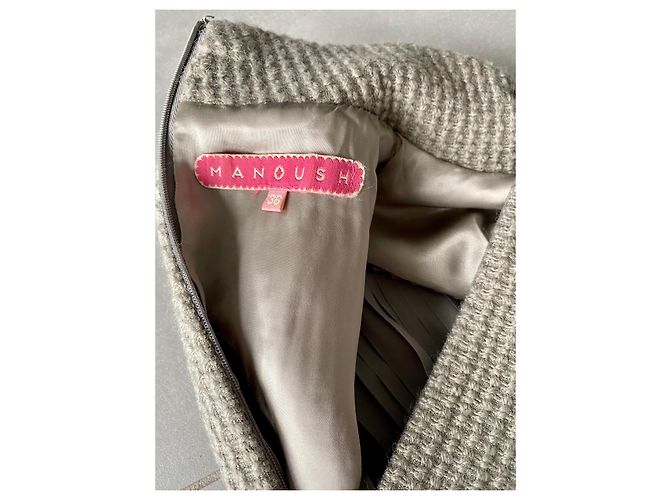 Vestido Manoush de lana gris con mangas abullonadas - vista 3