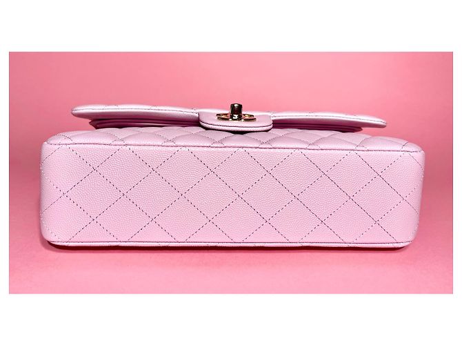 Timeless 21S NC022 Chanel Classic foderato con patta in pelle caviale rosa lilla - vista 3