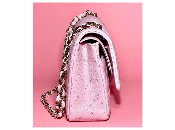 Timeless 21S NC022 Chanel Classic foderato con patta in pelle caviale rosa lilla - vista 5