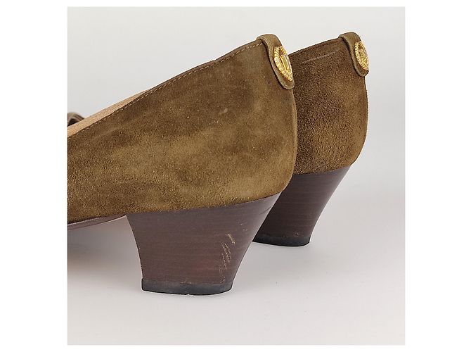 Studio Pollini Scarpe vintage in pelle scamosciata e velluto Verde oliva - vista 5