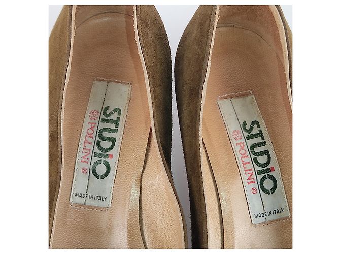 Studio Pollini Scarpe vintage in pelle scamosciata e velluto Verde oliva - vista 7