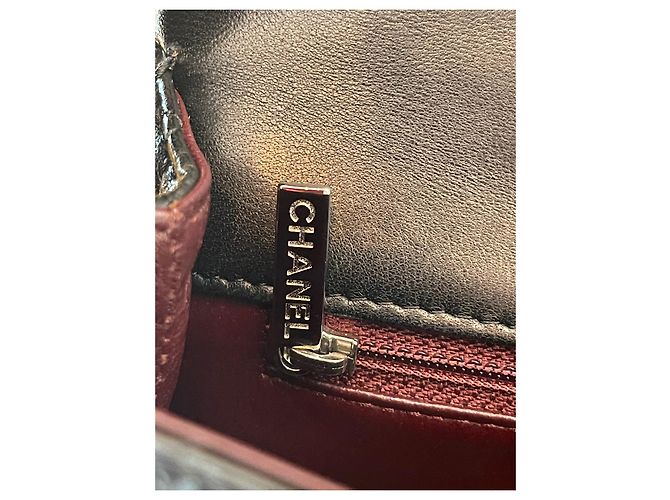 Chanel Vintage Lammledertasche mit Griff oben. Schwarz - Ansicht 9