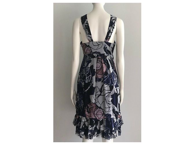 Diane Von Furstenberg DvF Pilar Vintage Seidenkleid mit Wildrosenmuster Mehrfarben - Ansicht 2