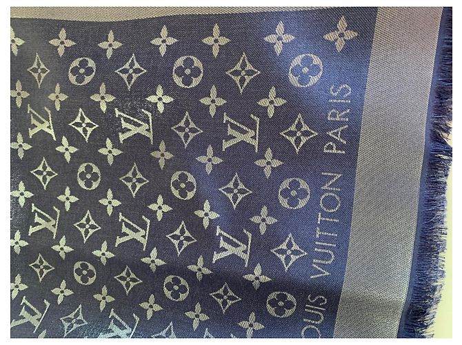 Louis Vuitton Schal Monogram Shine Blau Silber - Ansicht 3