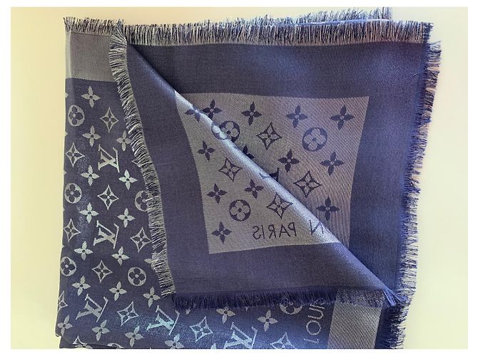 Louis Vuitton Schal Monogram Shine Blau Silber - Ansicht 5