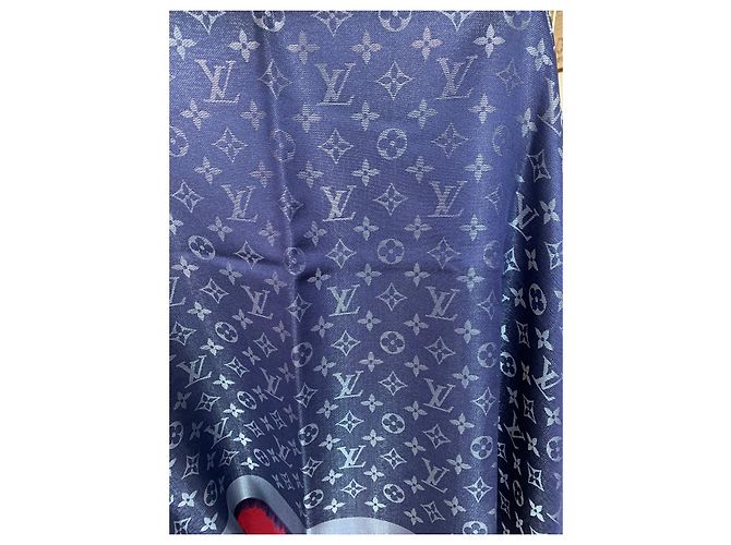 Louis Vuitton Schal Monogram Shine Blau Silber - Ansicht 6