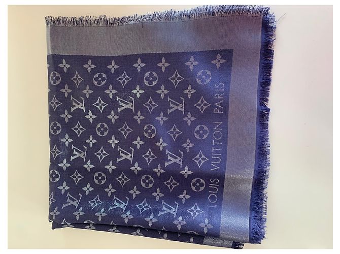 Louis Vuitton Schal Monogram Shine Blau Silber - Ansicht 7
