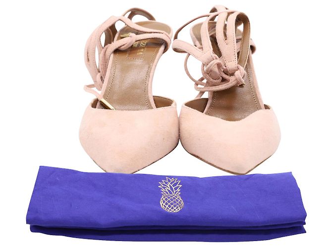 Décolleté Amanda 75 Aquazzura in suede rosa - vista 2