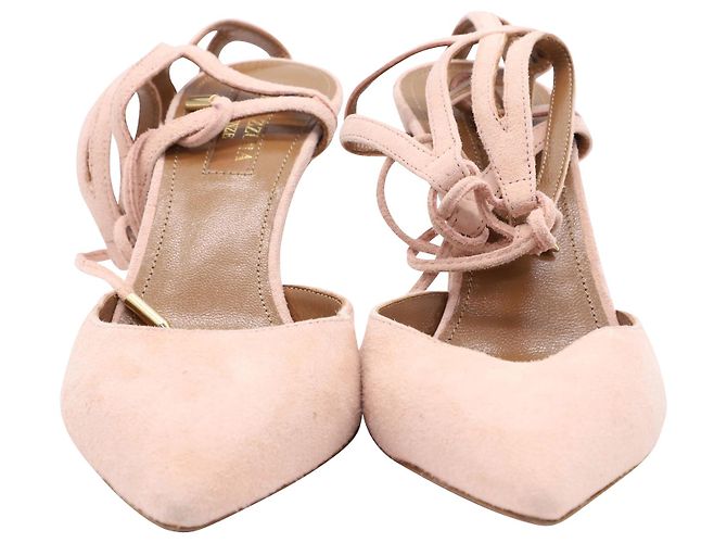 Décolleté Amanda 75 Aquazzura in suede rosa - vista 3