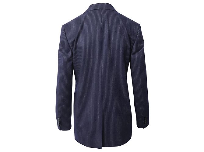 Céline Celine Two-Button Pinstripe Blazer in Navy Blue Wool - view 2