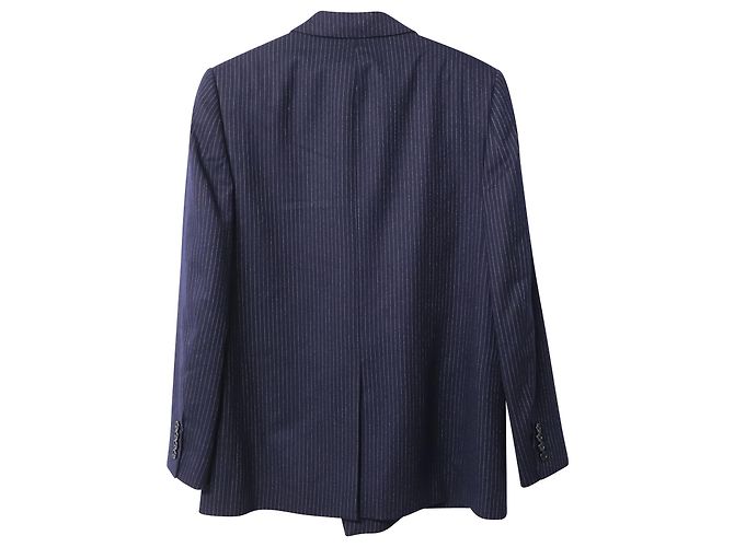 Céline Celine Two-Button Pinstripe Blazer in Navy Blue Wool - view 4