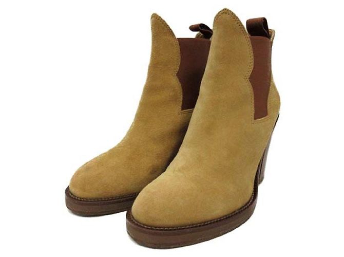 * [Usato] Stivali Acne Studios Side Gore Bootee Tacco grosso in pelle scamosciata 36 23cm beige marrone - vista 2