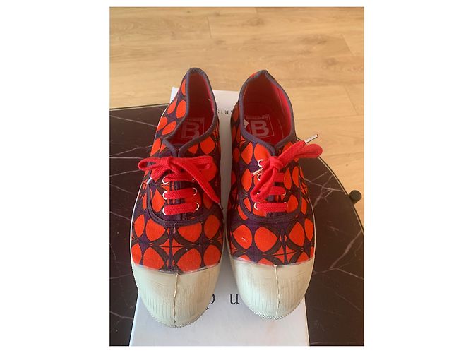 Bensimon Paio di sneakers in tela rosse e viola Rosso Beige Porpora - vista 3