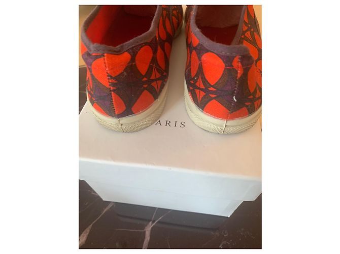 Bensimon Paio di sneakers in tela rosse e viola Rosso Beige Porpora - vista 6