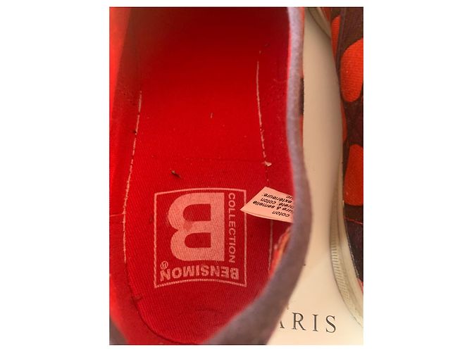 Bensimon Paio di sneakers in tela rosse e viola Rosso Beige Porpora - vista 7