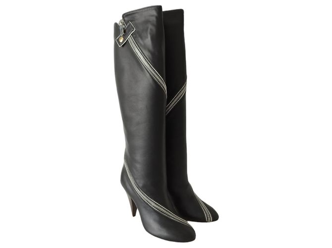 Céline Zip Nappa schwarze Lederstiefel - Ansicht 2
