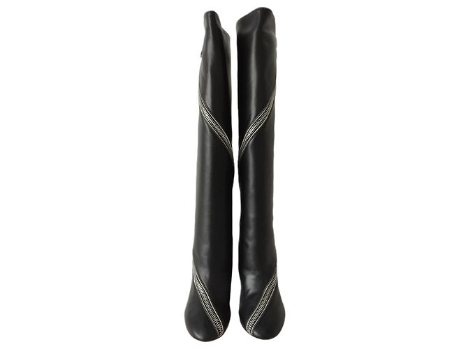 Céline Zip Nappa schwarze Lederstiefel - Ansicht 3