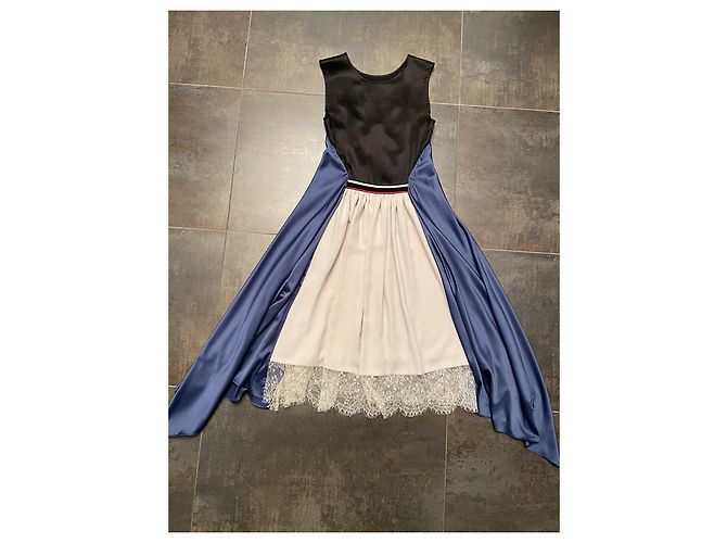 Autre Marque KOCHE Kleid Schwarz Blau und Ecru aus Seide und Polyester Aus weiß - Ansicht 3