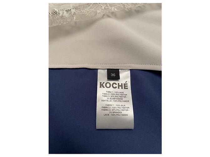 Autre Marque KOCHE Kleid Schwarz Blau und Ecru aus Seide und Polyester Aus weiß - Ansicht 4