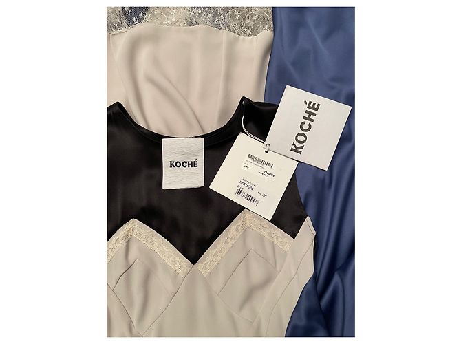 Autre Marque KOCHE Kleid Schwarz Blau und Ecru aus Seide und Polyester Aus weiß - Ansicht 5