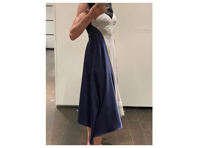 Autre Marque KOCHE Kleid Schwarz Blau und Ecru aus Seide und Polyester Aus weiß - Ansicht 6