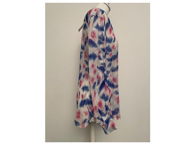 Camicetta Isabel Marant DAWS in seta rosa bianco blu - vista 6