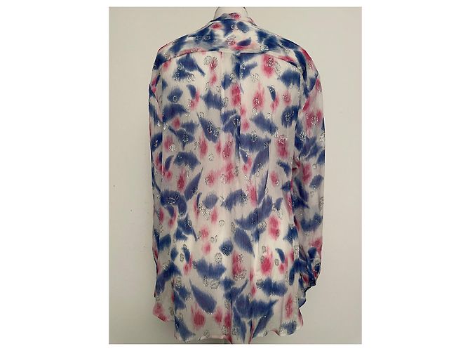 Camicetta Isabel Marant DAWS in seta rosa bianco blu - vista 7