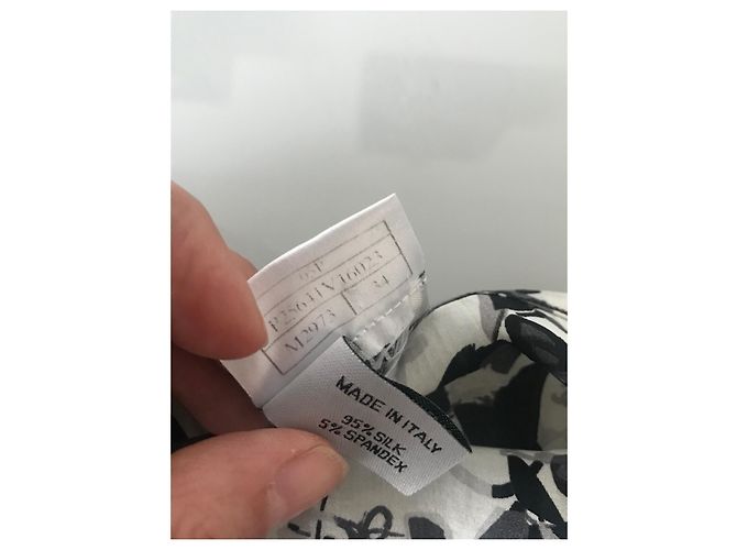 Chanel Seidentop mit Monogramm und CC Muster Schwarz Weiß - Ansicht 6