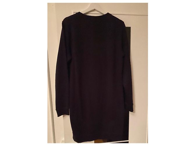 Kenzo Schwarzes Langarmkleid aus Baumwolle mit gesticktem Logo - Ansicht 2