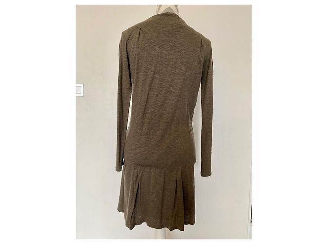 Vestido Chloé Marrón de Algodón y Lana Efecto Trompe l'oeil Castaño - vista 2