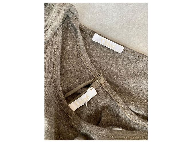 Vestido Chloé Marrón de Algodón y Lana Efecto Trompe l'oeil Castaño - vista 4
