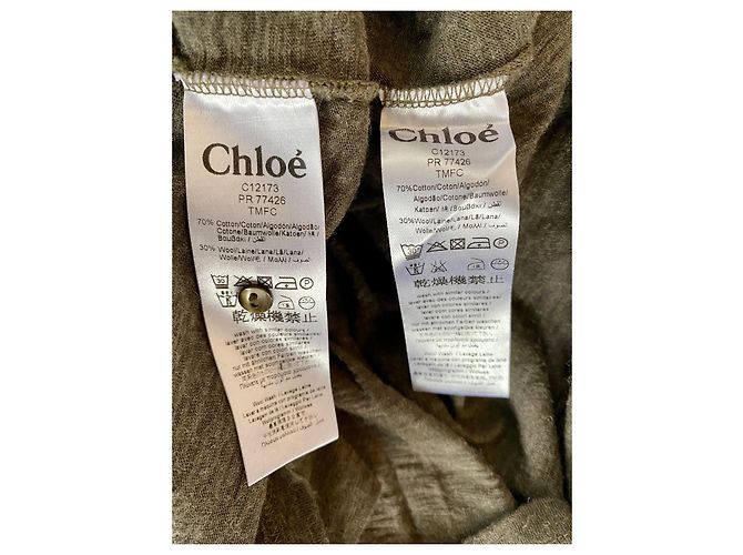Vestido Chloé Marrón de Algodón y Lana Efecto Trompe l'oeil Castaño - vista 5