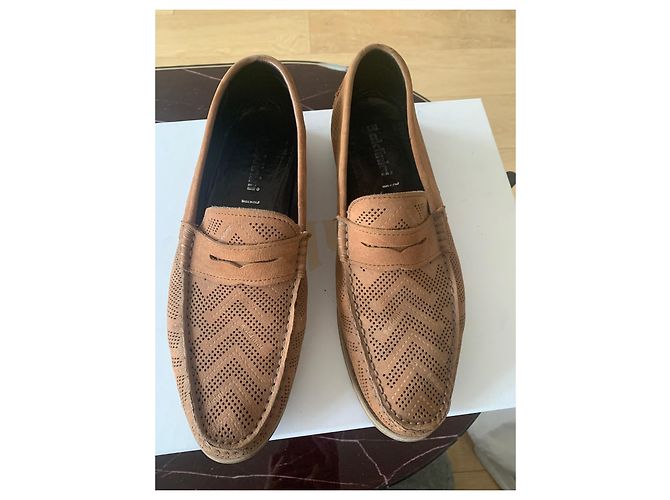 Paar Baldinini-Loafer aus hellbraunem Kamelwildleder Beige Karamell - Ansicht 6
