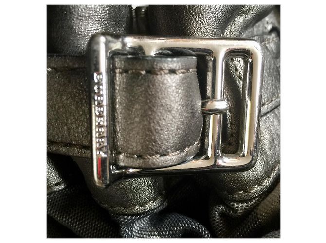 Borsa a tracolla grande Burberry in pelle e tela Argento Grigio Silver hardware - vista 10