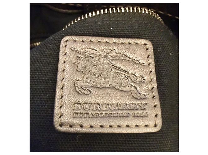 Borsa a tracolla grande Burberry in pelle e tela Argento Grigio Silver hardware - vista 5