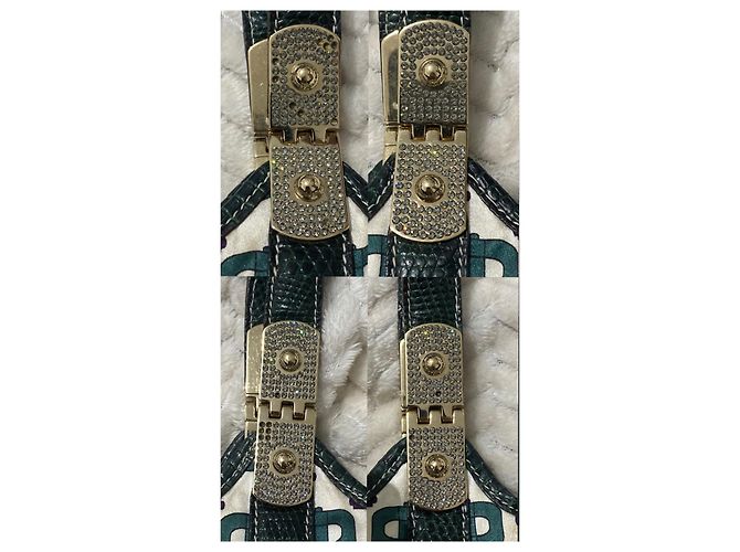 Gucci Mini Borsa in Raso Horsebit e Pelle di Lucertola Bianco Verde Viola Porpora - vista 5