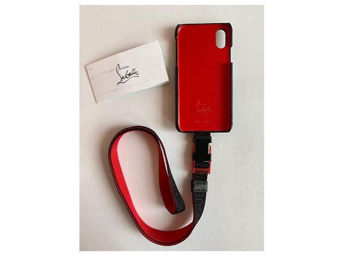 Custodia Christian Louboutin iPhone 10 in Pelle Nera Nero - vista 2