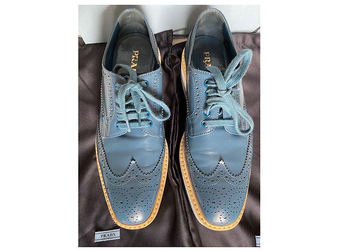 Scarpe Derby Prada Pelle Jean Blue 36.5 Blu chiaro - vista 2