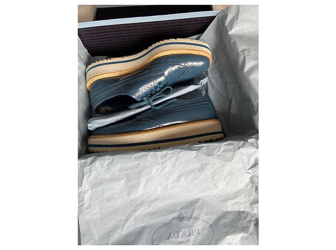 Scarpe Derby Prada Pelle Jean Blue 36.5 Blu chiaro - vista 5