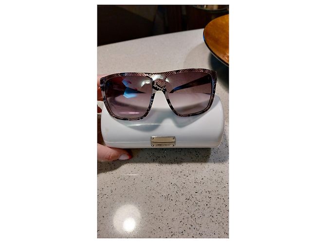 Jimmy Choo Oversized Sonnenbrille Schlangenmuster Grau - Ansicht 4